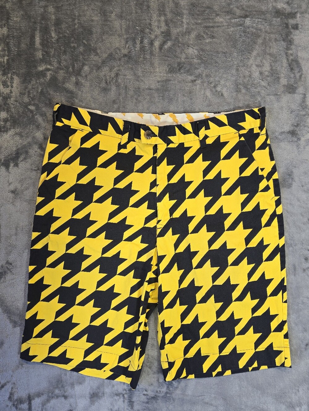 Loudmouth Golf Shorts Size 36 Fits 34 Houndstooth Yellow